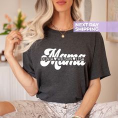 "Custom Mama Shirt, Mom Shirt With Kids Names, Personalized Mama T-shirt, Custom Mama Shirt, Mother's Day Shirt, Mama With Children Names Tee Welcome to LunaTeeApparel ☺️ Our shirts are clean, high quality and soft. It is prepared quickly by our boutique Ironing and shipped. Enjoy your shopping It is a pleasure for us to help you with your questions and you can reach us at any time. Please, don't forget to check our size cards. HOW TO ORDER SHIRT 👕 Please, choose your favorite t-shirt color and size from the pop-up window. Select the quantity that you want. Click \"ADD TO CART\" You can go back to add more product color for your loved ones members. You can complete the checkout process Please \"Click Proceed to Check Out\" Finally, you have completed all the steps, your product will be pr Mother's Day Crew Neck Tops With Funny Text, Mother's Day Crew Neck Shirt With Text Print, Mother's Day Text Print Crew Neck Shirt, Crew Neck Shirt With Text Print For Mother's Day, Mother's Day Letter Print Short Sleeve T-shirt, Mother's Day Crew Neck T-shirt With Funny Text, Mother's Day T-shirt With Funny Text And Crew Neck, Mother's Day Slogan Top With Relaxed Fit, Mother's Day Funny Text Crew Neck T-shirt