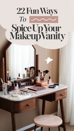 Keeping your beauty space organized and functional can seem impossible. Our ideas for vanity table makeup storage paired with makeup vanity lighting ideas will transform your makeup vanity setup into an efficient beauty station. Save these organization solutions for your next decluttering session. Vanity Table Organization, Vanity Setup, Makeup Vanity Lighting, Beauty Station, Table Makeup, Beauty Space, Space Organizer