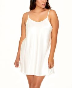 Slip into iCollections sleek silky chemise. Perfect for lounging and after bathing. Pretty for a special occasion and fun to mix with wardrobe. Satin Chemise, Designer Sportswear, Strapless Bralette, Matching Robes, Strapless Corset, Teddy Lingerie, Plus Size Bra, Plus Size Lingerie, Golf Outfit