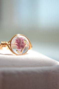 Pink Real Flower Wire Wrapped Ring, Cute Pressed Flower Resin Ring, Botanical Jewelry, 14K Gold Filled Jewelry, Resin Gift Finding - Etsy Taiwan Nature-inspired Gold Flower Ring With Birth Flower, Nature-inspired Gold Birth Flower Ring, Gold Rings With Pressed Flowers For Wedding, Rose Gold Jewelry With Pressed Flowers For Wedding, Adjustable 14k Gold Flower Ring, Botanical Flower Wedding Jewelry, Adjustable Flower Crystal Ring Gift, Adjustable Flower Crystal Ring For Gift, Delicate Birth Flower Jewelry Ring