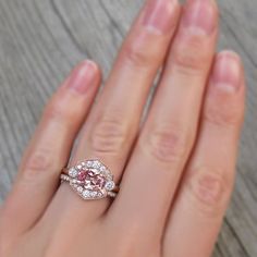 ・LILLIAN・Oval Peach Sapphire Center, Diamond Halo (2.11ct) Peaches Wedding, Kristin Coffin Jewelry, Peach Champagne Sapphire, Coffin Jewelry, Champagne Sapphire, Oval Sapphire Engagement Ring, Statement Engagement Ring, Halo 2, Peach Sapphire