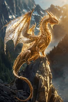 Golden Sunbeam Dragon, a creature of radiant beauty, with scales that gleam like pure gold. Its wings are like sunlight, casting a warm glow wherever it goes Magical Dragon Art, Mythical Animal Art, Dragon Decorations Diy, Golden Dragon Aesthetic, Gold Dragon Aesthetic, Mythical Dragons Beautiful, Fourth Wing Art, Beautiful Dragon Art, Gold Dragon Art