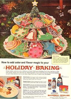 an old advertisement for holiday baking cookies