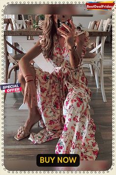 Print/floral Short Sleeves A-line Casual/vacation Maxi Dresses Vacation Maxi Dress, Summer Patterns, Floral Short, Loungewear Set, Floral Print Shorts, Skirt Pants, Maxi Dresses, Long Tops, Pant Jumpsuit