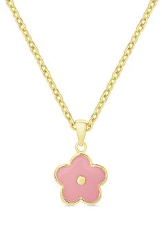 An enameled flower is suspended from an elegant chain plated in 18-karat gold. Style Name:Lily Nily Flower Pendant Necklace. Style Number: 5948923. Flower Gold Pendant, Yellow Gold Flower Necklace With Adjustable Chain, Pink Flower Charm Necklace With Flower Pendant, Yellow Gold Flower Pendant Necklace With Adjustable Chain, Necklace Flower, Pink Flower Necklace, Pink Flower Charm Necklace, Preppy Jewelry, Small Necklace