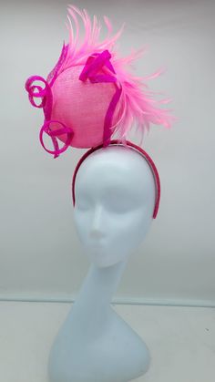 This stunning  piece is sure to turn heads with any outfit. Hot Pink Fascinator. Securely by headband.  This will be a great way to add elegance to any,  bridesmaid,  rehearsal dinner,  Wedding guest,  cocktail party, or church outfit. - Ready to ship  - Lightweight - Fast shipping - Customize by adding different color flowers and or feathers Check my store for for styles and colors.  etsy.com/shop/hatsandpearls Find more at my website: Www.hatsandpearls.com  reach out to me if you can't find what you are looking for.  I can make cake custom orders and help you style and match your outfit  Matching Mask link https://www.etsy.com/HatsandPearls/listing/857551443/fuschia-hot-pink-mask?utm_source=Copy&utm_medium=ListingManager&utm_campaign=Share&utm_term=so.lmsm&share_time=1597880597058 Hot Pink Derby Outfit, Whimsical Costume Hats And Headpieces For Carnival Party, Carnival Mini Hat With Curved Brim And Adjustable Fit, Whimsical Costume Hats For Carnival Party, Adjustable Mini Hats For Carnival And Kentucky Derby, Fitted Headband Fascinator For Carnival, Pink Mini Hats For Wedding And Carnival, Whimsical Adjustable Costume Hats And Headpieces For Party, Fitted Round Crown Headpiece For Party