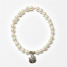 Sanrio Hello Kitty Beaded Stretch Bracelet New Without Tags Hello Kitty Bead Bracelet, Cute White Beaded Pearl Bracelet, Cute White Pearl Bracelet, Cute Adjustable White Pearl Bracelet, Cute White Beaded Charm Bracelet, Hello Kitty Charm Bracelet, Cute White Hello Kitty Jewelry, Cute Hello Kitty Bracelet, Bracelet Hello Kitty