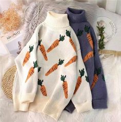 #ad Great shopping ideas for Women's Fashion Turtle Neck Carrot Jacquard Pullover Knitted Sweater Jumper , Fashion Women's Sweaters Draco Outfits, Nami Outfits, Sweater Styling, Carrot Pattern, Skirt Outfits Aesthetic, Funky Clothes, Lantern Sleeve Sweater, Harajuku Outfits, Women Sweaters Winter