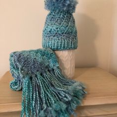 Crochet Handmade Matching Hat And Scarf Set. Nwot Never Worn Made With 100% Acrylic Yarn. Hat Is Adult Size Approximately 22” Smoke Free ~ Pet Friendly Home Crochet Scarf Set, Hat And Scarf Sets, Scarf Set, Handmade Hat, Handmade Accessories, Pet Friendly, Acrylic Yarn, Crochet Scarf, Blue And Purple