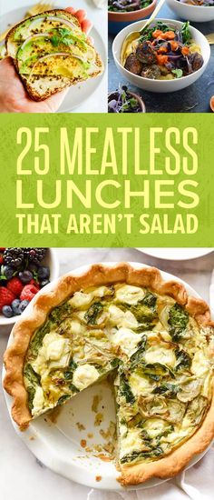 the cover of 25 meatless lunches that aren't salad is shown in green