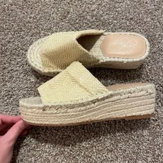 New W/Out Tag! Brand Is Oasis Society But Purchased At Altar'd State. Never Worn! Super Cute But They Were A Bit Tight On Me (Too Narrow). They Are A Size 7, Would Not Recommend For Other People With Wide Feet. Cream Round Toe Sandals For Beach Season, Summer Open Toe Espadrilles For Day Out, Comfortable Open Toe Espadrilles For Spring, Yellow Wedge Sandals With Cushioned Footbed For Beach, Yellow Beach Wedge Sandals With Cushioned Footbed, Open Toe Straw Espadrilles For Day Out, Cream Round Toe Heels For The Beach, Comfortable Open Toe Heels For Beach, Cream Espadrille Sandals For Vacation