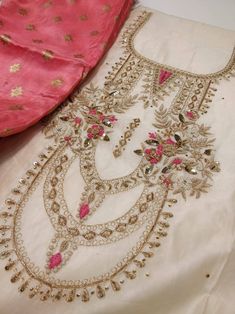 Item Overview ATHARVA Salwar Kameez w/ Embroidered Neck in Cream (Off White)/Banarsi Silk Dupatta/Tunic Pants/Anarkali/Patiala Salwar/Custom Stitch Dno. CH1481 Fabric: * Shirt Chanderi Silk- 2.5 Mts, White * Dupatta: Banarsi Silk 2.5 Mts. Red (Motifs May Wary) * Bottom Santoon Silk 2.5 Mts. Excusive Hand Embroidered Party Wear Punjabi Suit. Customization: * Fabrics Customization: Designs Can be made in different Fabrics. *Color Customization: Designs Can be made in different Colors *Stitching Cu Traditional Raw Silk Lawn Suit With Dabka Work, Festival Raw Silk Lawn Suit With Intricate Embroidery, Festive Raw Silk Lawn Suit With Intricate Embroidery, Raw Silk Lawn Suit With Intricate Embroidery For Festivals, Bollywood Lawn Suit In Raw Silk With Resham Embroidery, Designer Festival Lawn Suit With Dabka Work, Festive Salwar Kameez With Intricate Embroidery For Eid, Eid Festive Salwar Kameez With Intricate Embroidery, Straight Kurta With Dabka And Kundan