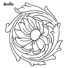 a flower that is in the center of a circle with words hello on it, and an