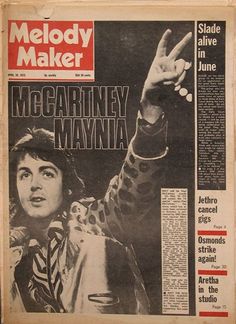 the front page of melody maker magazine with an image of a woman pointing at something