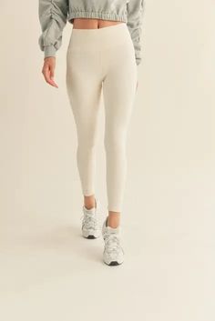 The Legacy Court High-Rise leggings are a must have closet staple! Quick-drying, breathable and weightless fabric with a butter soft feel and four-way stretch. The color is a must for spring and summer! DETAILS:• 75% Nylon, 25% Spandex• Color is Cannoli Cream• Butter soft feel• Wide high-rise waistband• Inseam: S- 26" , M- 26.25" , L- 26.50"• *Model's Measurements: Height 5'8.5" | Bust 34" | Waist 25" | Hips 35.5" Casual 4-way Stretch Tights For Loungewear, Casual Compressive Leggings For Loungewear, Casual 4-way Stretch Tights, Beige Stretch Yoga Pants Athleisure, Beige Stretch Yoga Pants Athleisure Style, High Stretch Solid Tights For Spring, High Stretch Solid Color Tights For Spring, Sporty Comfort Stretch Leggings For Everyday, Beige Stretch Leggings For Workout