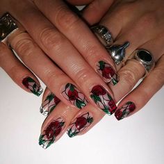 Stained Glass Nails, Stained Glass Roses, Glass Roses, Glass Nails Art, Flowers Nail Art, Rose Nail Art, Fantasy Nails, Different Nail Designs, Rose Nails