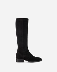 Haltham Tall Knee High Boots in Black Suede Flat Knee Boots, Narrow Calf Boots, Wide Ankle Boots, Stretch Knee High Boots, Knee Boots Flat, Black Flat Boots, Knee High Boots Flat, Burgundy Boots, Everyday Boots