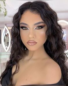 Black And Beige Makeup, Eyeshadow For Photoshoot, 15 Birthday Makeup, Sultry Makeup For Hooded Eyes, Prom Makeup For Brown Eyes White Dress, Black Eyeshadow Looks Prom, Soft Prom Makeup Natural, Baddie Makeup Hooded Eyes, Makeup For Green Dresses