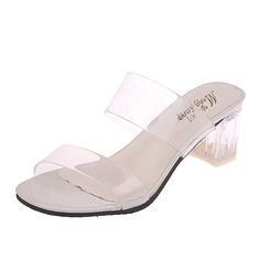 Sandal Type: Basic Upper Material: PVC Heel Type: Square heel Outsole Material: Rubber Item Type: Sandals Fashion Element: Platform Lining Material: PU Style: Elegant Heel Height: High (5cm-8cm) With Platforms: No Side Vamp Type: Open Model Number: MX-169-2 Occasion: Casual Closure Type: Slip-On Pattern Type: Solid Back Counter Type: Ankle Strap Insole Material: Rubber Department Name: Adult Fit: Fits true to size, take your normal size Color: Beige/Khaki White High Heel Sandals With Clear Strap, White Open Toe Heels With Clear Strap, Synthetic High Heel Sandals With Clear Strap, High Heel Sandals With Clear Strap, White Open Toe Jelly Sandals For Party, Summer Clear Round Toe Heels, Summer Clear Heels With Round Toe, Clear Round Toe Heels For Summer, Summer High Heel Shoes With Clear Strap