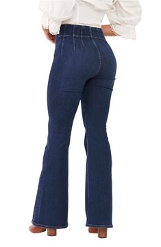 Retro-inspired flares and flattering pleats add dimension to a pair of scene-stealing jeans finished with a high rise and a hint of stretch. 91% cotton, 7% polyester, 2% elastane Machine wash, tumble dry Imported Retro Inspired, Bell Bottom Jeans, Flare Jeans, Free People, High Rise, Nordstrom, Pants, Blue, Trousers