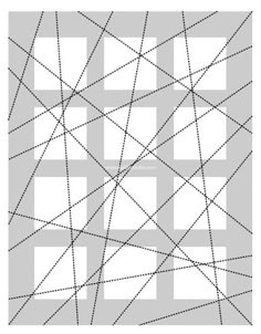 an abstract pattern made up of squares and lines, with one diagonal line in the middle