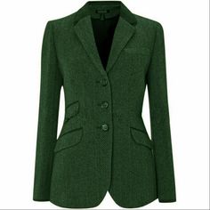 Herringbone Women's Jackets Coat Slim Fit Single Breasted Tweed Jacket Tailored | eBay Women Power, Wool Coats, Power Suit, Spring Jackets, Women's Jackets, Tweed Jacket, Girls Dress, Powerful Women, Wool Coat