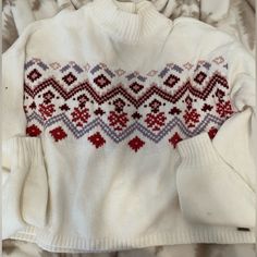 Christmas Sweater Such Nice Material Very Soft And Super Cute Never Worn Christmas Cute Sweater, Knitted Christmas Sweaters, Christmas Sweaters Cute, Chunky Christmas Sweater, White Christmas Sweater, Christmas Sweater Cozy, Christmas Tops For Women, Aesthetic Christmas Clothes, Christmas Sweater Aesthetic