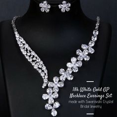 Your bridal jewelry is the key wedding element and will feature in every wedding photo you are in, so you need to make sure you get it right. 👑  Here is our suggestion which will perfectly match with your dress.   The 18k White Gold GP Necklace Earring Set made with Swarovski Crystal Bridal Jewelry will complete your look.  Order this set online.   #uniquefashionjewelryboutique #coreyartopia #necklace #earring #necklaceearringsset #swarovskicrystal #bridaljewelry #wedding #accessories White Crystal Bridal Earrings With Sparkling Stones, Formal White Jewelry Sets With Sparkling Stones, Luxury White Jewelry Sets For Party, Fine Jewelry White Crystal Jewelry Sets, Fine Jewelry Crystal Jewelry Sets In White, Hand Set White Jewelry For Evening, White Crystal Fine Jewelry Sets, White Crystal Jewelry For Party, Dazzling White Jewelry Set With Sparkling Stones