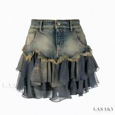 Lasaky - Vintage-inspired Slim Fit Denim Patchwork Dip-Dye Half Skirt Distressed Denim Skirt, Designer Denim, Denim Maxi, Half Skirt, Upcycled Fashion, Denim Skirts, Denim Patchwork, Mode Inspo, Refashion Clothes