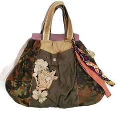 MaR Urban Bags Vintage Floral Tote. MaR Urban Bags Olive green Vintage Cloth tote Medium size Khaki Satchel Bag For Shopping, Khaki Shoulder Bag Satchel For Shopping, Khaki Satchel Shoulder Bag For Shopping, Khaki Shoulder Bag With Double Handles, Khaki Satchel Shoulder Bag With Handles, Khaki Shopping Bag With Double Handle, Khaki Double Handle Shopping Bag, Khaki Shopping Bag With Top Carry Handle, Green Large Capacity Pouch Bag