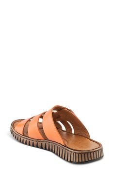 An adjustable instep strap offers a customized fit on a leather slide sandal grounded by a cushioned footbed for lasting comfort. 1" heel Adjustable strap with hook-and-loop closure Cushioned footbed Leather upper and lining/synthetic sole Made in Turkey Leather Slide Sandals, Leather Slides, Sandal Women, Slide Sandals, Womens Sandals, Leather Upper, Adjustable Straps, Coral, Nordstrom