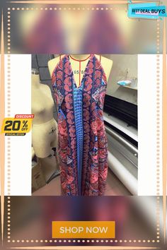 Fashion Printed Halterneck V-neck Bohemian Long Dress Multicolor Bohemian Dress With Split Neck, Bohemian Multicolor Split Neck Dress, V-neck Printed Maxi Dress For Beach Season, Casual V-neck One Size Fits All Dress, Casual V-neck Free Size Dress, Bohemian Flowy Dresses With Split Neck, Flowy Bohemian Dress With Split Neck, Casual Open Front Beach Cover-up Dress, V-neck Boho Dress For Beach Season