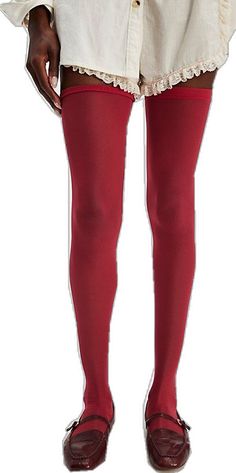 Trendy Red Thigh High Hosiery, Trendy Red Thigh-high Hosiery, Trendy Red Thigh High Tights, Trendy Red Thigh-high Stockings, Elastic Thigh High Tights, Trendy Red Stretch Hosiery, Red High Stretch Full Length Tights, Red Thigh High Stretch Leggings, Red Tights For Party