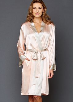 Simplicity Silk Robe Elegant Long Satin Robe, Elegant Long Silk Kimono, Elegant Satin Kimono With Satin Finish, Elegant Silk Kimono For Wedding, Elegant Satin Robe For Home, Elegant Satin Kimono, Elegant Long Cream Kimono, Long Sleeve Silk Robe, Elegant Long Cream Robe