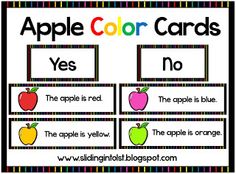 an apple color card with the words yes and no