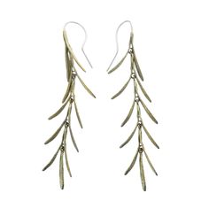 Michael Michaud Rosemary Dangle Earrings Bronze Antique Finish Dangle Earrings, Bronze Brass Long Drop Earrings, Nature-inspired Bronze Drop Earrings, Bronze Patina Earrings, Hand Forged Bronze Nature-inspired Earrings, Black Gold Earrings, Michael Michaud, Leaves Earrings, The Virtues