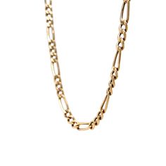 This Figaro chain necklace is designed for modern style and fashion. Crafted with 14 karat yellow gold, this chain necklace is perfect for everyday. Its sleek and bold Figaro style chain links give the necklace a timeless look with a modern twist. Luxury Heirloom Jewelry With Figaro Chain, Luxury Gold Plated Jewelry With Figaro Chain, Formal Necklaces With Curb Chain And Rectangular Links, Modern Formal Figaro Chain Necklace, Classic Figaro Chain Necklace For Formal Occasions, Classic Formal Figaro Chain Necklace, Formal 14k Gold Link Chain Necklace, Formal 14k Gold Chain Necklace, Formal Figaro Chain Link Necklace