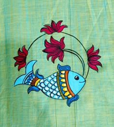 an image of a fish with flowers on it