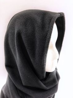 "Hooded Scarf. Super warm and soft Fleece scarf with hood. Made with top quality Anti Pill Plush Fleece. Dimensions are 13 inches wide, 42 inches long. This hooded scarf covers the head and ears and has a generous length that wraps around the neck for warmth. The hood can be worn loose to not flatten your hair or tie the scarf tails tighter for a more snug cozy fit. You can also wear with the hood down so it looks like a regular rectangular scarf. There are many styling options with this garment Black Winter Scarves For Cold Weather, Scarf With Hood, Scarf Hood, Hood Mask, Hood Scarf, Hair Decor, Fleece Scarf, Fleece Hat, Hooded Scarf