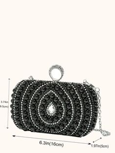 BagForLove-Rhinestone Decor Chain Box Bag - Women Evening & Clutch Product Description Color Black Strap Type Chain Style Glamorous Bag Size Small Quantity 1 piece Details Rhinestone Type Box Bag Composition 100% Polyester Material Plastic Size Chart INCH CM Size Bag Width Bag Height Bag Length Strap Length one-size 1.8 3.9 6.3 47.2 Size Bag Width Bag Height Bag Length Strap Length one-size 4.5 10 16 120 Similar Products h2 { text-align: center; } .red-box { width: 100%; display: flex; flex-dire Black Clutch Evening Bag With Chain, Black Evening Clutch With Chain, Black Clutch Box Bag With Chain Strap, Elegant Black Clutch With Chain, Elegant Black Hand-embellished Clutch, Box Bag, Evening Clutch, Chain Styles, Bags Women