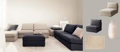 an image of a living room setting with couches and pillows on the sofas