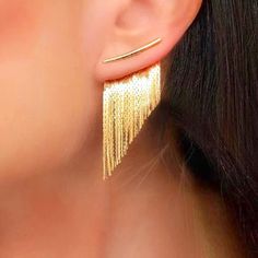 Brand New Fringe Tassel Earrings! These Are So Fun And Light And Beautiful- On Everyone!! ;) Xoxo Enjoy!! 14k Gold Plated Jewelry, Trendy Fashion Accessories, Gold Fringe, Ny Fashion, Bridal Gold Jewellery Designs, Party Earrings, Gold Filled Earrings, Fancy Jewelry, Bridal Gold Jewellery