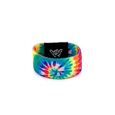 "Hang Loose with this trippy tie dye band. Festivals, shows, concerts...wherever your journey takes you, embrace the moment and send good vibes with our most popular band. With fresh ring designs never seen before, our signature ringbands are as original as you are. Slip on a ringband and you'll feel the surf at your fingertips (super cool as a thumb ring too). Stretch to fit: Small approx size 7 (stretches to size 9) Medium approx size 9 + 9mm (approx 3/8\") W Get a FREE Mini Surfboard Band Hol Casual Rainbow Jewelry For Festivals, Adjustable Multicolor Wristband For Summer, Trendy Multicolor Summer Wristband, Casual Rainbow Jewelry For Summer, Colorful Adjustable Rave Jewelry, Rave Jewelry For Music Festival With Adjustable Fit, Adjustable Multicolor Rave Wristband, Adjustable Multicolor Jewelry For Music Festival, Casual Multicolor Wristband