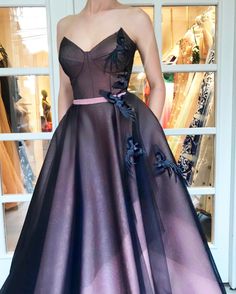 Imperial Fowl TMD Gown – Teuta Matoshi Black Pink Gown, Matoshi Gown, Pink Ball Dress, Teuta Matoshi Gown, Detailed Black Dress, Teuta Matoshi, Purple Prom, Purple Prom Dress, A Line Prom Dresses