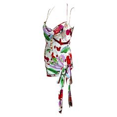 John Galliano S/S 2005 Cherry Print Tie Up Silk Slip Mini Dress FR 38 John Galliano Dior 2000, 1stdibs John Galliano, Galliano Dress, John Galliano Mini Dress, John Galliano 2007, John Galliano 1994 Spring, Soft Dress, Cherry Print, Silk Slip