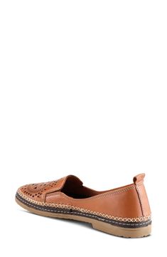 Tiny cutouts and stitched details decorate a versatile flat with a loafer-inspired topline. Cushioned footbed Leather upper and lining/synthetic sole Imported Casual Spring Moccasins With Removable Insole, Brown Flat Loafers With Removable Insole, Comfortable Loafers With Perforated Toe Box, Spring Brown Moccasins With Removable Insole, Casual Flat Moccasins With Removable Insole, Brown Casual Loafers With Leather Footbed, Casual Brown Loafers With Leather Footbed, Casual Flats With Leather Footbed And Almond Toe, Brown Flat Moccasins With Removable Insole