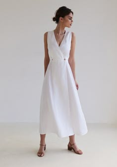 Linen Maxi Dress RIVIERA, Long Sleeveless Dress, White Linen Wrap Dress, Wrap Dress, Linen Dress , Summer Dress, Natural Linen Dress - Etsy Austria Linen Belted Dress, Elegant Linen Dress, Linen Dress Styling, Summer Dress 2024, White Linen Dress Outfit, Linen Dresses Summer Chic, Wrap Up Dress, Linen Fashion Women, Cotton Dress Summer Casual