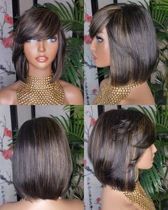 WIG Bob Brazilian Remy Human Hair Remy Short Hair Bob Style Swoop Bang Wig Full Cap Wig - Etsy Wig Swoop, Short Hair Bob, Bang Wig, Wig Bob, Bob Hair Color, Style Wig, Black Ponytail Hairstyles, Chin Length, Short Hair Wigs