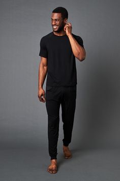 Ugo is 6'3" Mens Lounge, Style Lounge, Pants With Pockets, Loungewear Set, Lounge Set, Lounge Sets, Lounge Pants, Black Media, Moisture Wicking Fabric