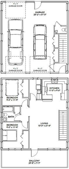 two story house plans with garage and living room